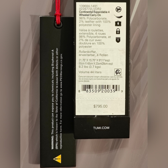 [NWT] Tumi 19 Degree Continental Expandable Carry-On Polycarbonate ($795 Retail) - Picture 13 of 16